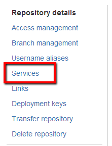The Service Hooks button within your BitBucket Project Settings