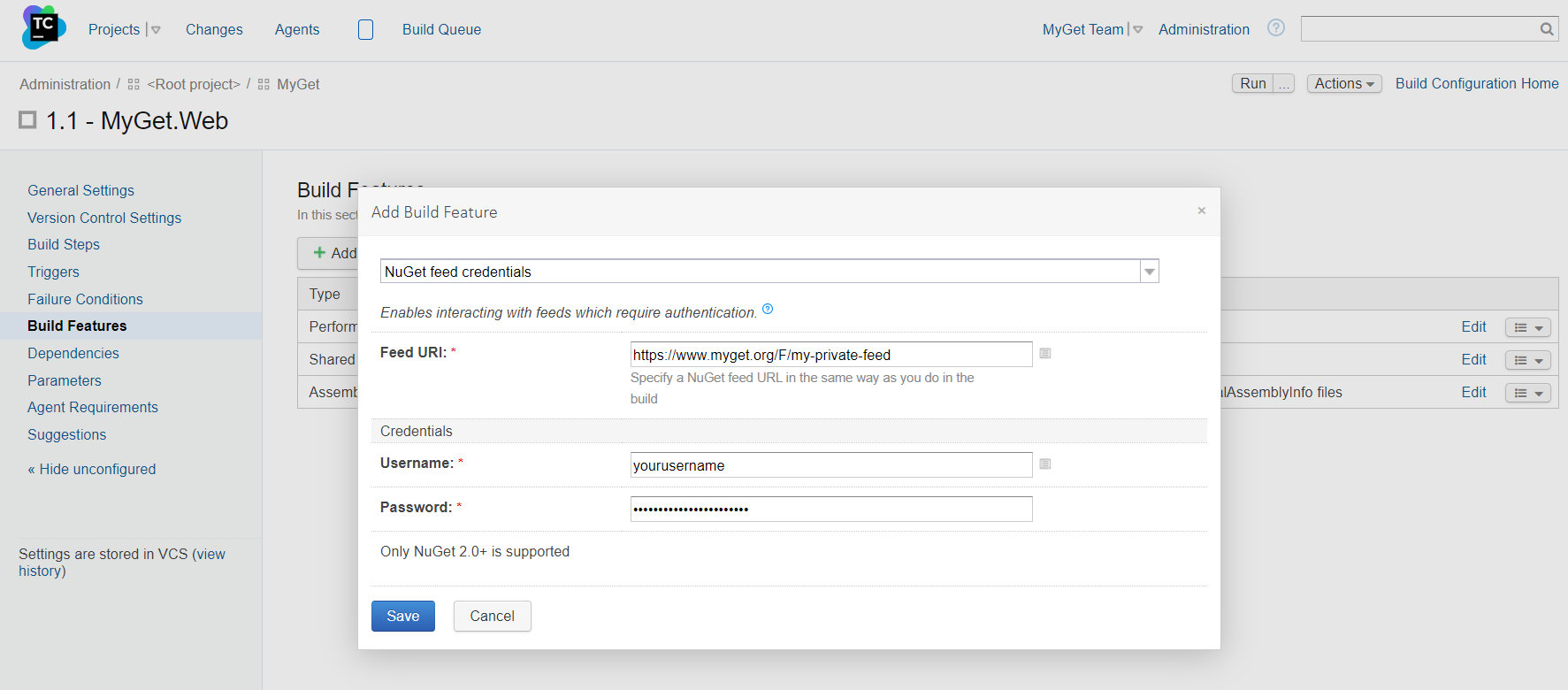 TeamCity NuGet Feed Credentialsl