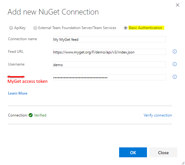 Add new NuGet Connection