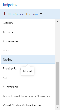 Click New Service Endpoint and select NuGet