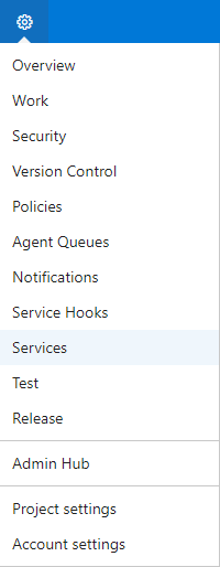 Navigate to Services in Team Project Settings