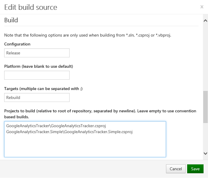 Configure Projects to Build