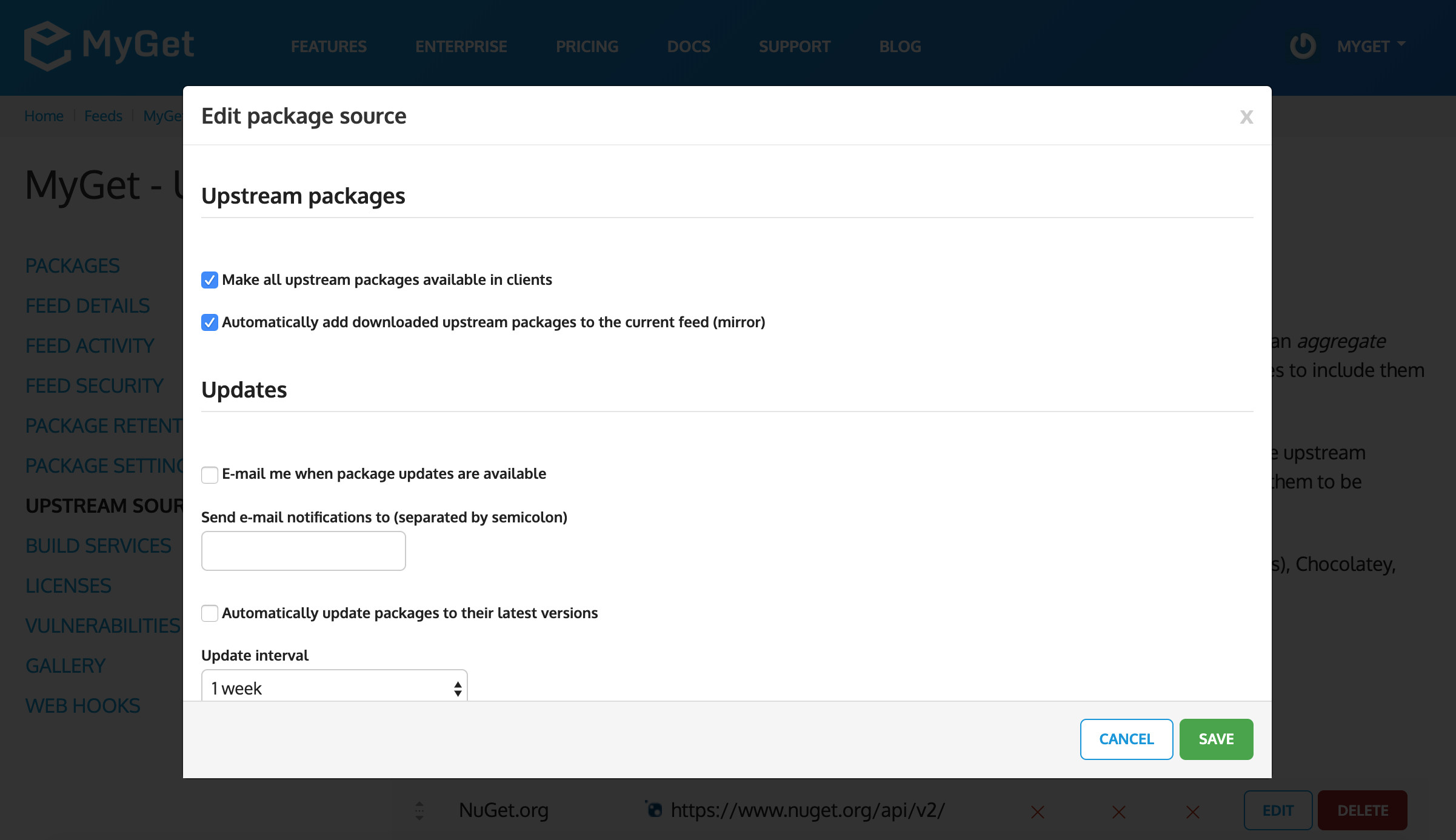 Proxy upstream sources into MyGet.